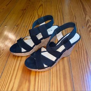 CL black cork wedges